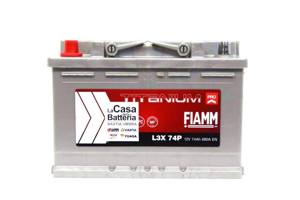 Batteria avviamento per auto 74Ah 680EN 12V positivo A DX Fiamm