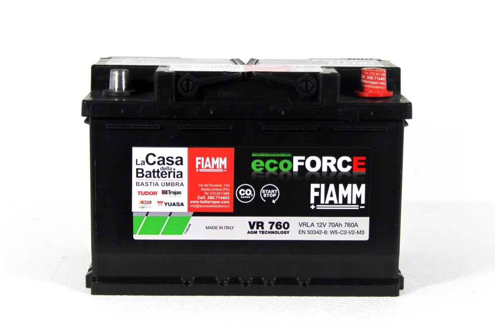 Fiamm 12V 80Ah 800A AGM Autobatterie Start Stopp EcoForce Starterbatterie